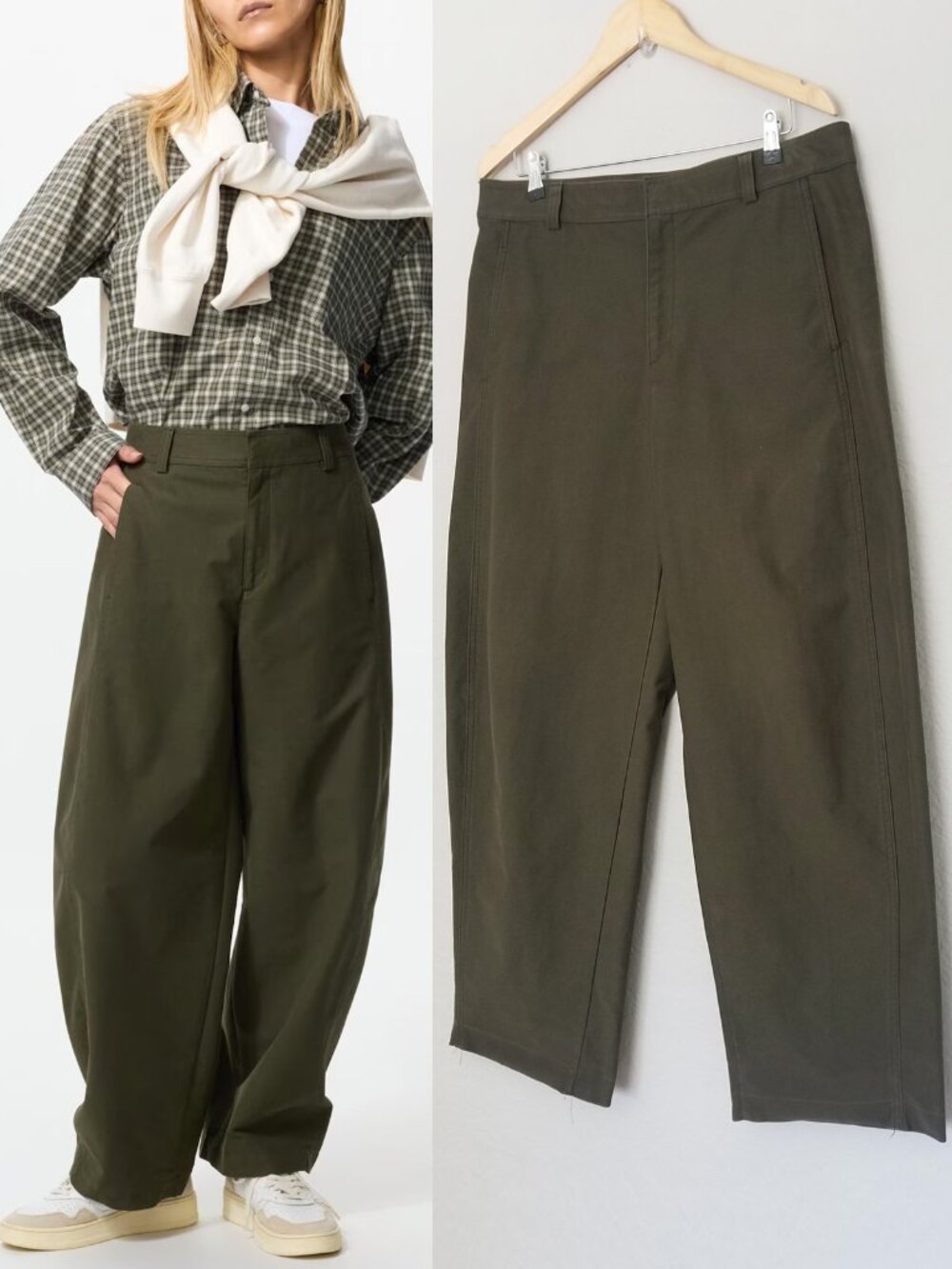 Uniqlo Unisex XL Jersey Barrel Leg Pants in Dark Olive Green $65 Baggy Utility